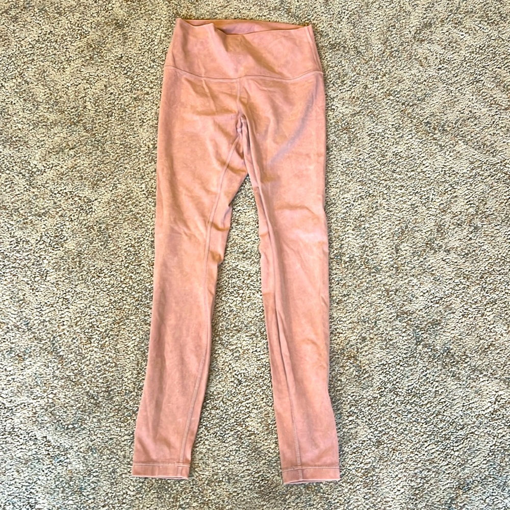 Lulu size 6 pink/tan leggings 27”